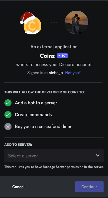 Add Coinz to your server